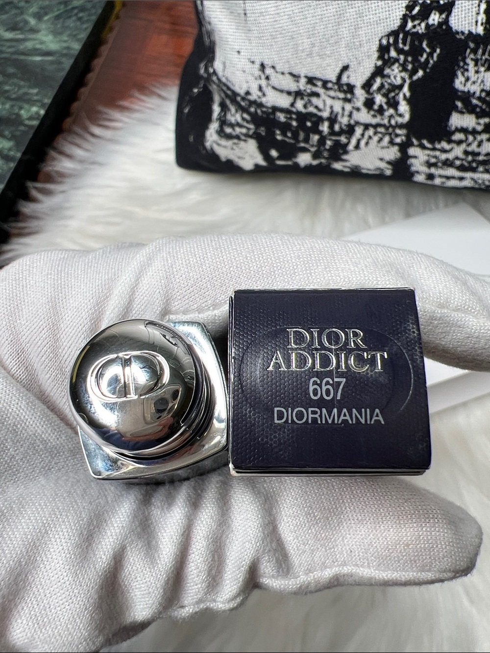 Dior Beauty Black & White Paris Jacquard Tote Bag With Lipstick, Shopping Bag NW - Picture 9 of 16